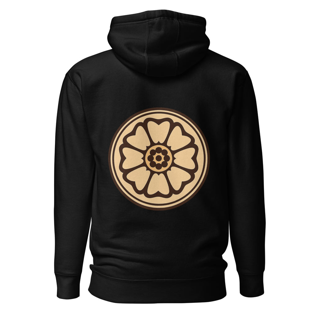 Lotus Hoodie in Schwarz – Rückansicht