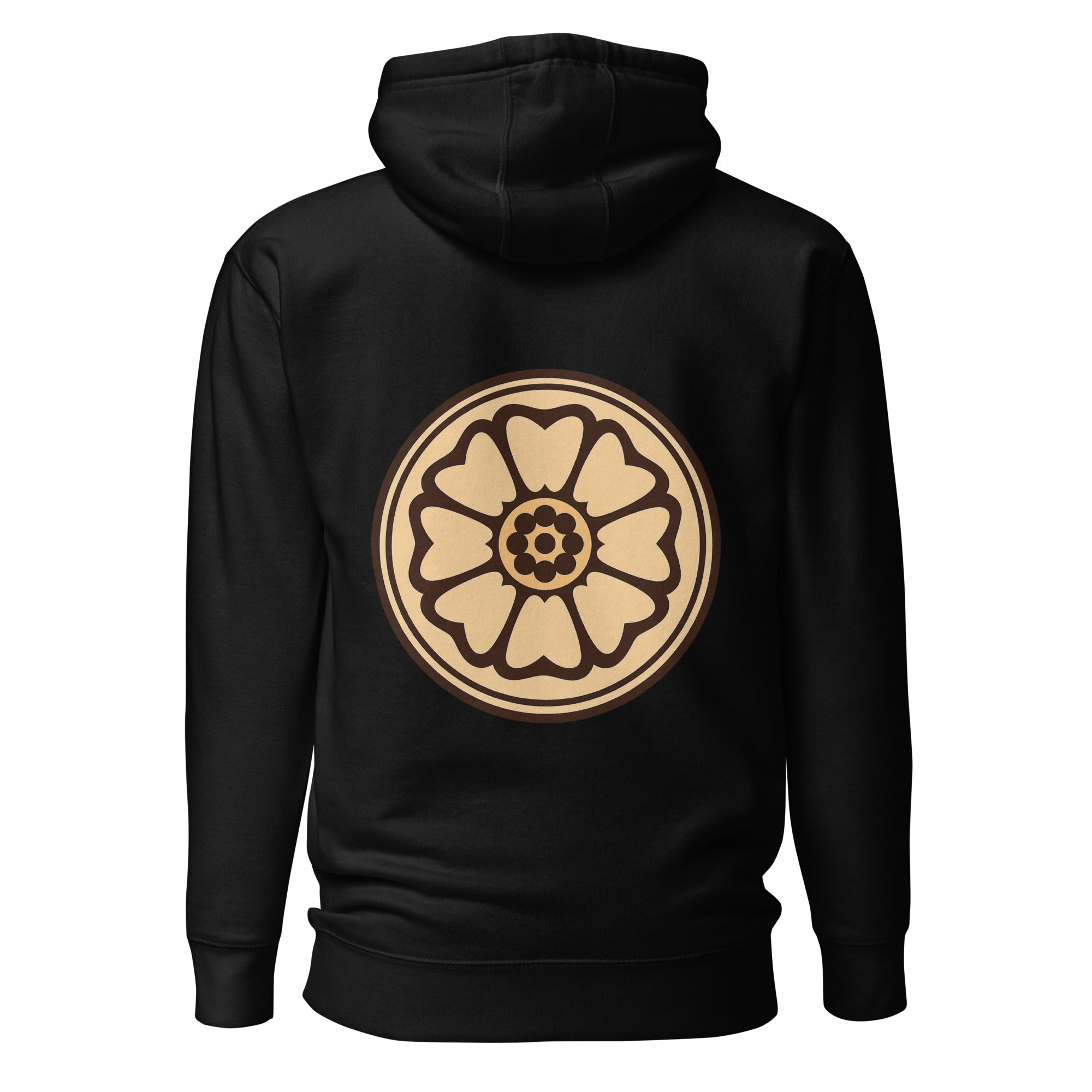 Lotus Hoodie in Schwarz – Rückansicht