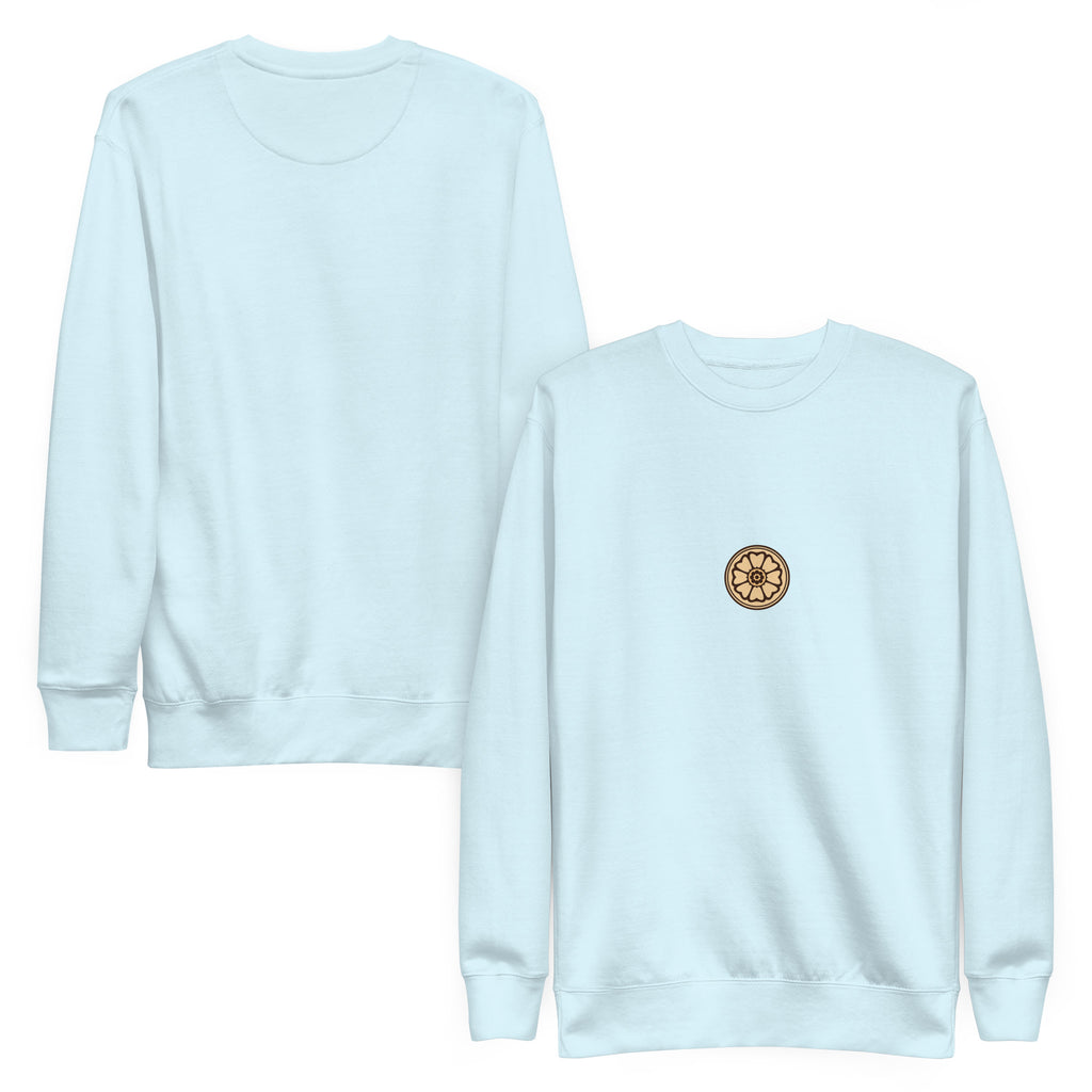 Lotus Sweatshirt - Minimal in Sky Blue – Vorder- und Rückansicht