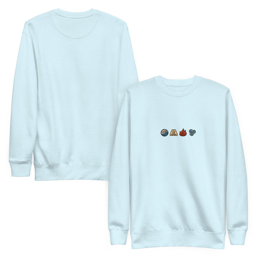 Elements Carton Sweatshirt - Minimal in Sky Blue – Vorder- und Rückansicht