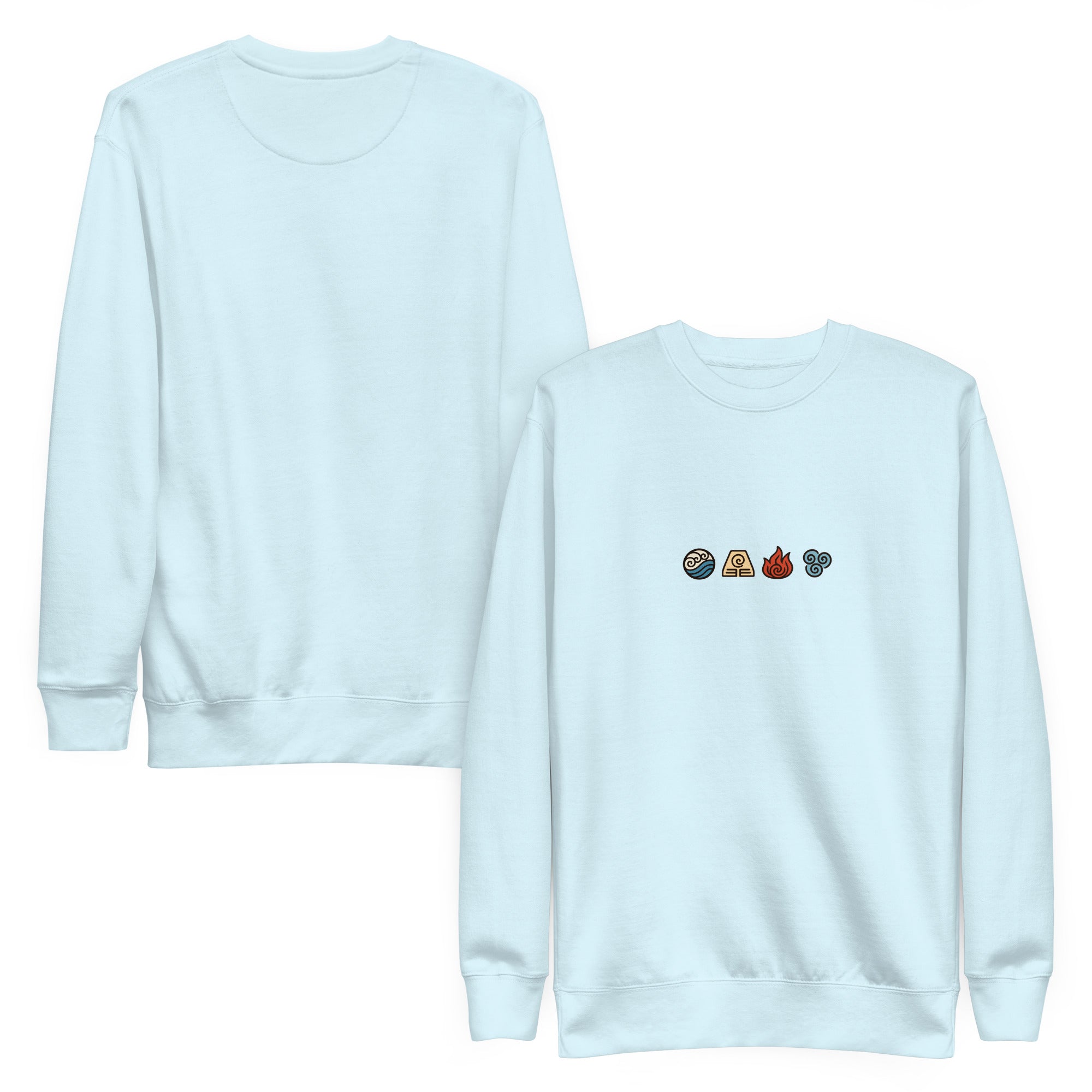 Elements Carton Sweatshirt - Minimal in Sky Blue – Vorder- und Rückansicht